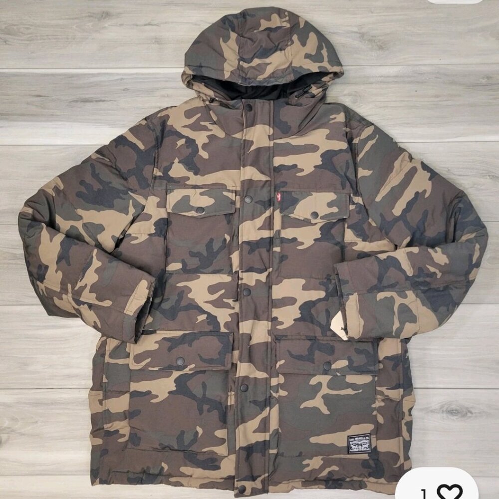 Levi's Jacket Men's XLT Camo Arctic Cloth Quilted Performance Parka